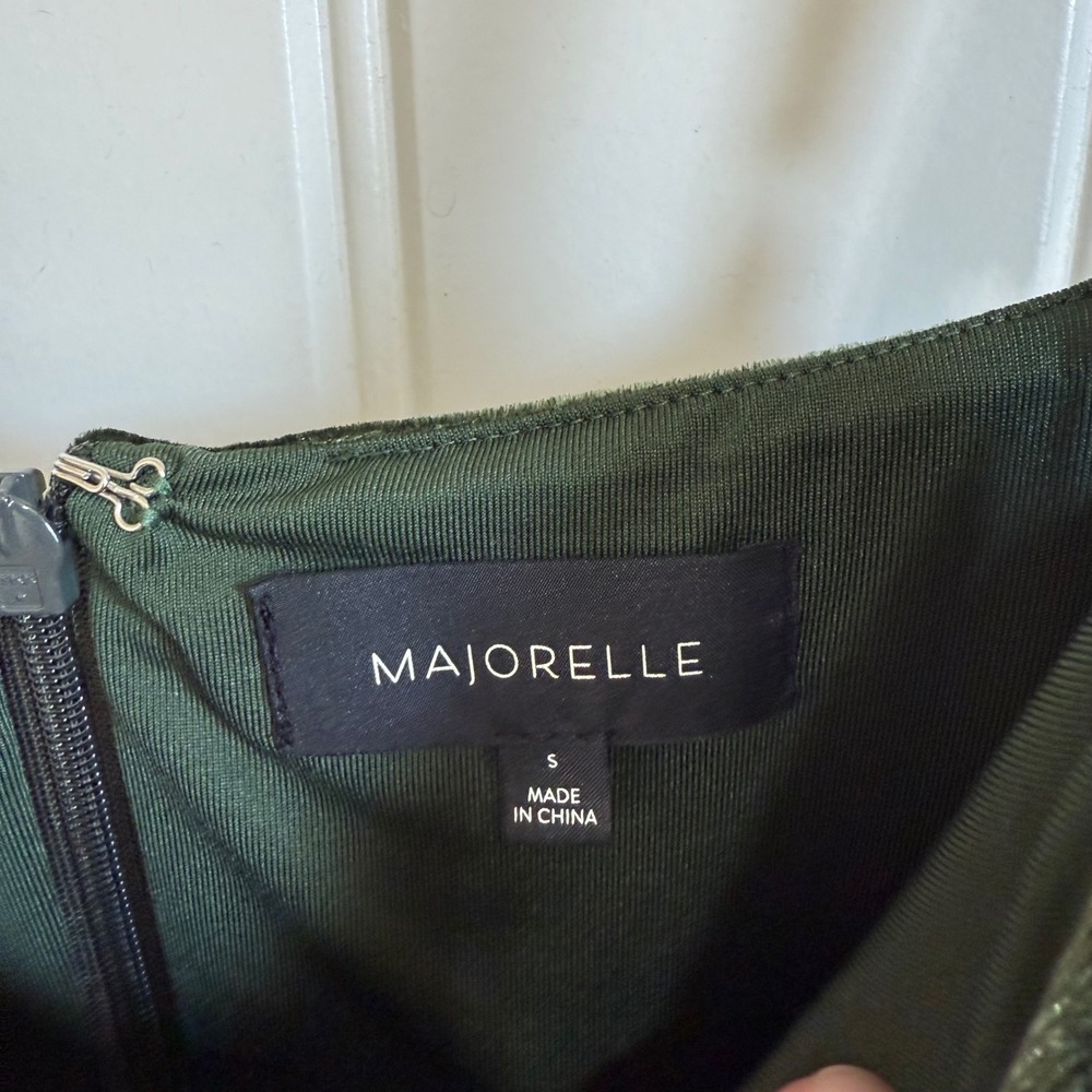 Majorelle Olive Green Velvet Mini Dress Party Cocktail Ruched S - Picture 3 of 8